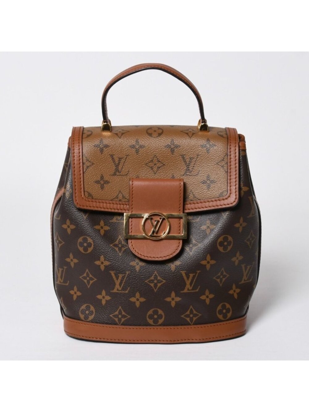 Louis Vuitton Dauphine Backpack Monogram Reverse Brown Beige Gold